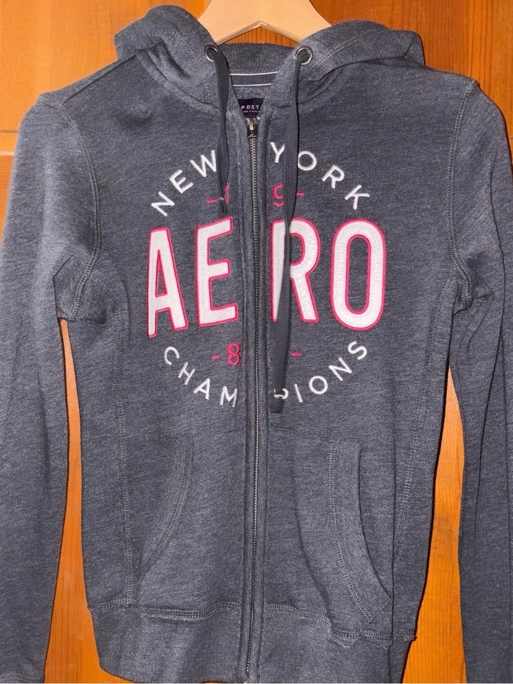 Aeropostale Gray Hoodie with Pink Logo